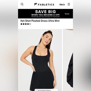 Fabletics Black Pleated Ultra Mini Dress